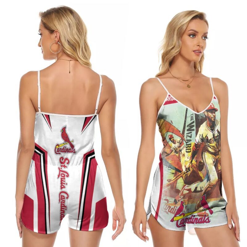 St Louis Cardinals The Wizard Ozzie Smith 1 Legend Player MLB Baseball Team Gift For Cardinals Fans V-neck Romper Jumpsuit RJ01469