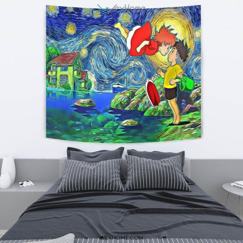 Starry Night Ponyo Wall Anime Tapestry 3