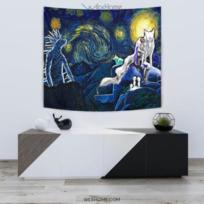 Starry night princess mononoke Wall Anime Tapestry 2