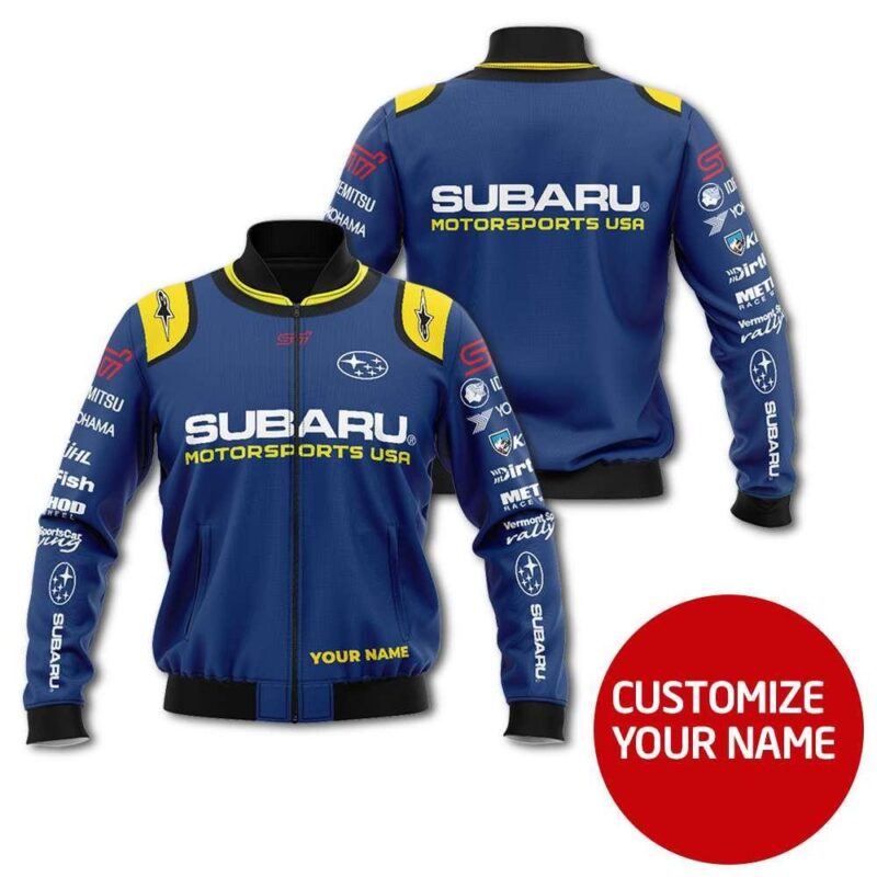 Subaru Motorsports Alpinestars Racing Team Blue All Over Design Personalized Name Gift For Alpinestars Fans Bomber Jacket BJ03741