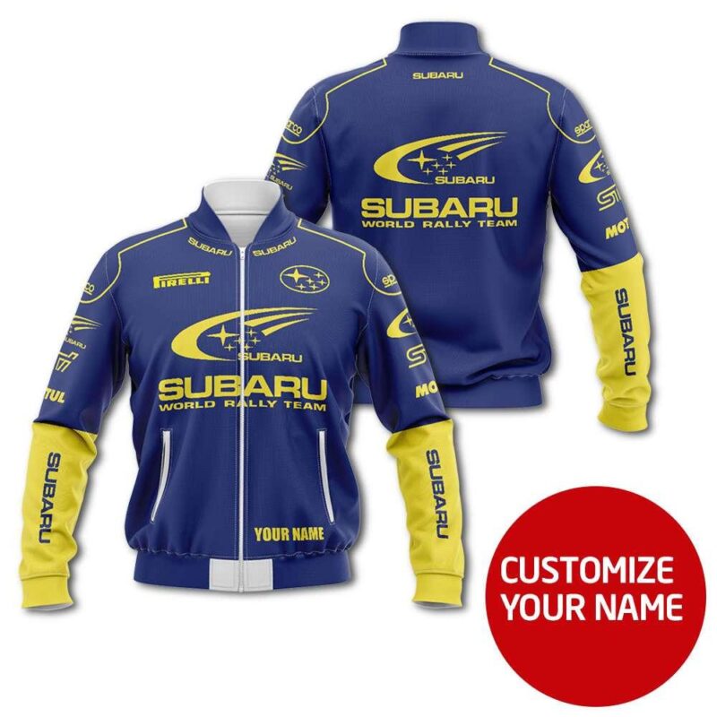 Subaru World Rally Team Auto Racing Team Costume 3D Personalized Design Gift With Custom Name For Subaru Fans Bomber Jacket BJ03594