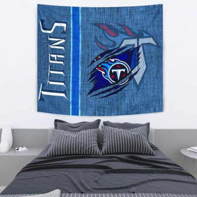 Tennessee Titans American Football Team Tapestry Flaming Ball Under Claw Scratches Fabric Background Tapestry Wall Hanging 2