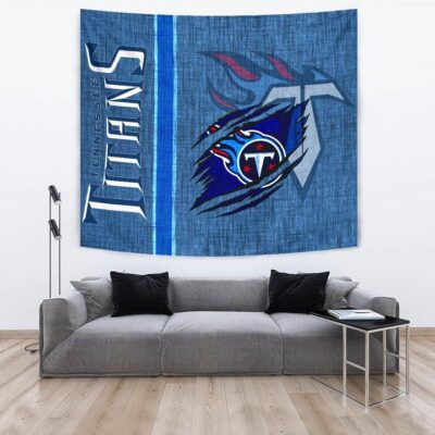 Tennessee Titans American Football Team Tapestry Flaming Ball Under Claw Scratches Fabric Background Tapestry Wall Hanging 3