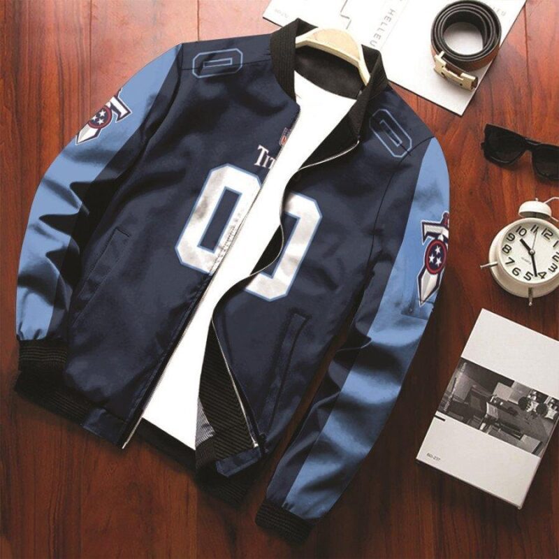 Tennessee Titans NFL American Football Game Jersey Navy Jersey Style Gift with Custom Number Name For Tennessee Fans Bomber Jacket BJ00761
