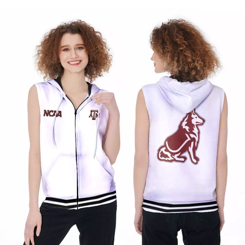 Texas Am Aggies Ncaa Classic White With Mascot Logo Gift For Texas Am Aggies Fans Zip Sleeveless Hoodie ZSH0914