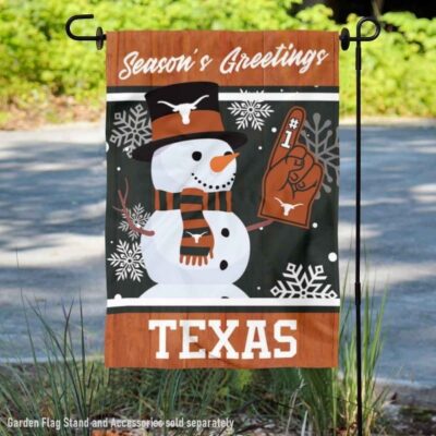 Texas UT Longhorns Holiday Winter Snowman Greetings Garden Flag GF00991