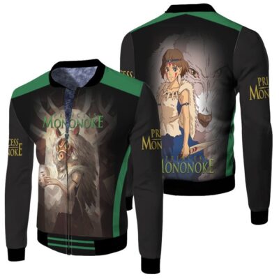 The Beautiful Princess Mononoke San Behind The Mask Gift For Mononoke Hime Fans Fleece Bomber Jacket
