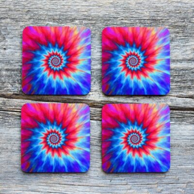Tie Dye Drinkware Coaster Multiple Design Variations (Set of 4)