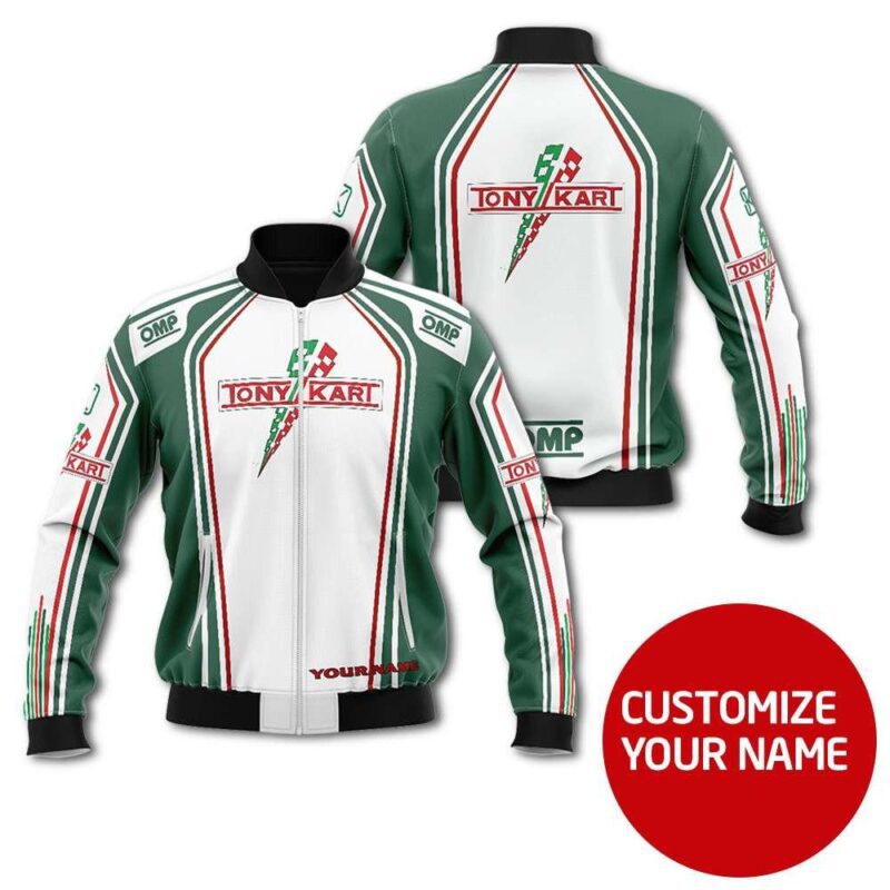 Tony Kart Racing Team F1 White Racing Suit Style Gift With Custom Name For Tony Kart Racing Team Fans Bomber Jacket BJ03986