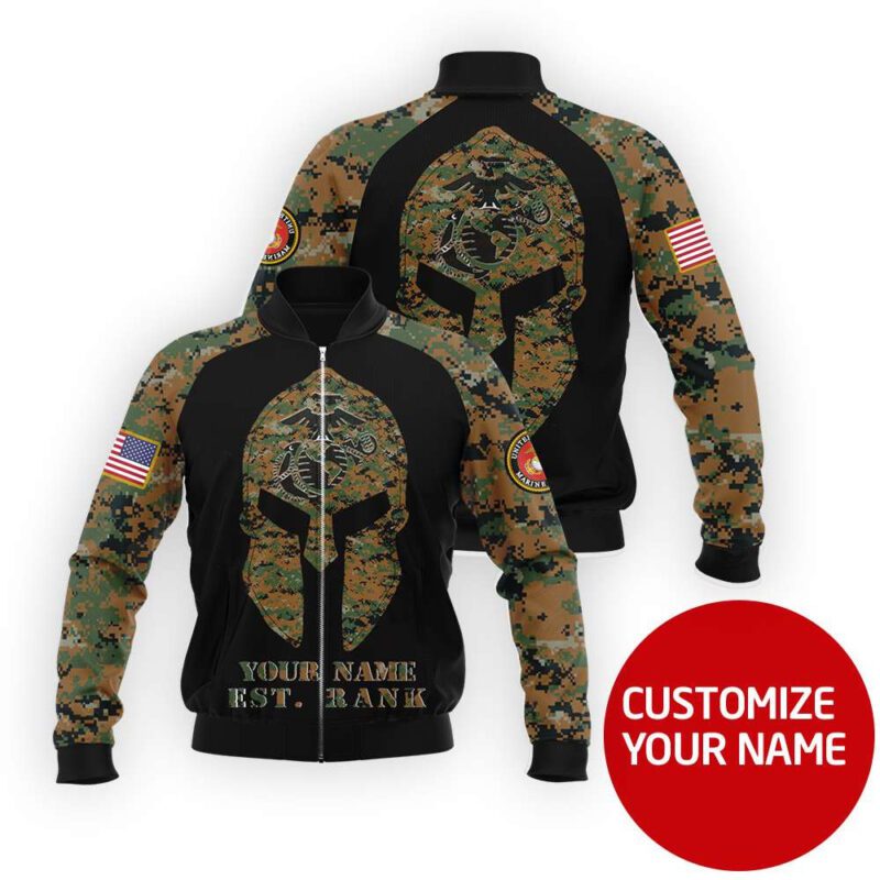 U.S Army Warrior America Flag Country Camo 3D Gift With Custom Name For Veterans U.S Army Bomber Jacket BJ03849