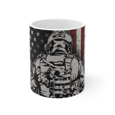 US Military Soldier w/American Flag Mug