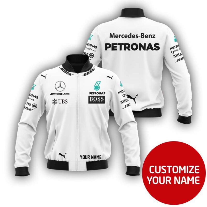 Ubs Amg Petronas Mercedes-Benz Auto Racing Team Moto Gp Motocross 3D Gift With Custom Name For Petronas Fans Bomber Jacket BJ03705
