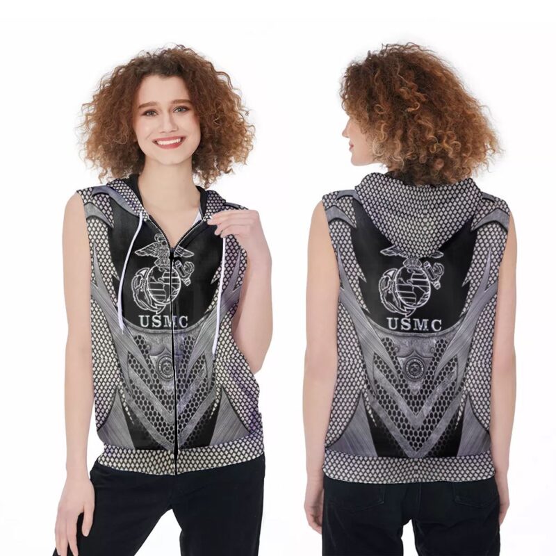 United States Marine Corps Usmc Armed Force Gift For Army Veteran Fans Army Veteran Lovers Zip Sleeveless Hoodie ZSH1537