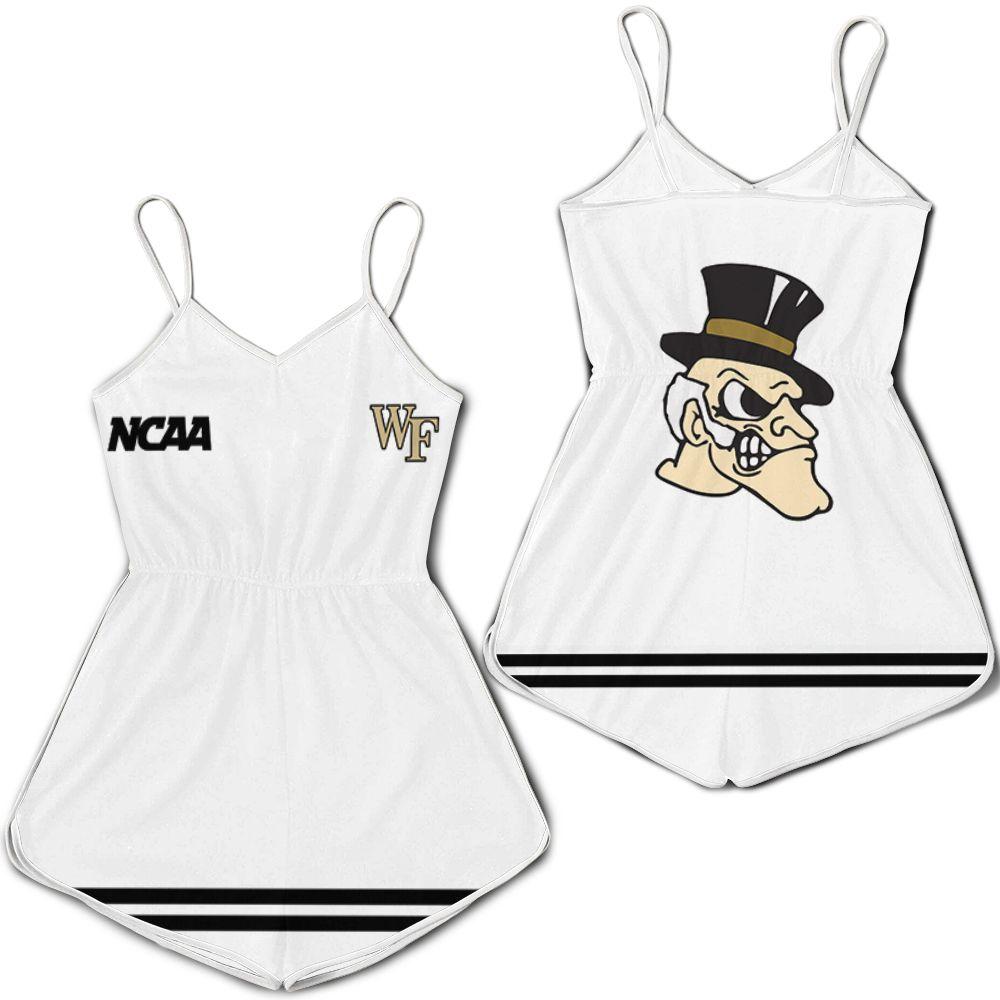 Wake-Forest-Demon-Deacons-Ncaa-Classic-White-With-Mascot-Logo-Gift-For-Wake-Forest-Demon-Deacons-Fans-Romper-Jumpsuit-RJ05520 Wake Forest Demon Deacons Ncaa Classic White With Mascot Logo Gift For Wake Forest Demon Deacons Fans Romper Jumpsuit RJ05520