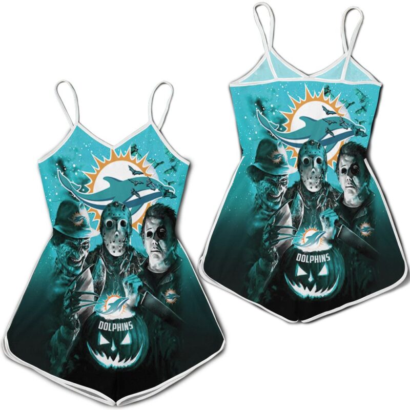 freddy jason michael myers loves dolphins pumpkin head halloween jersey Romper RJ04461