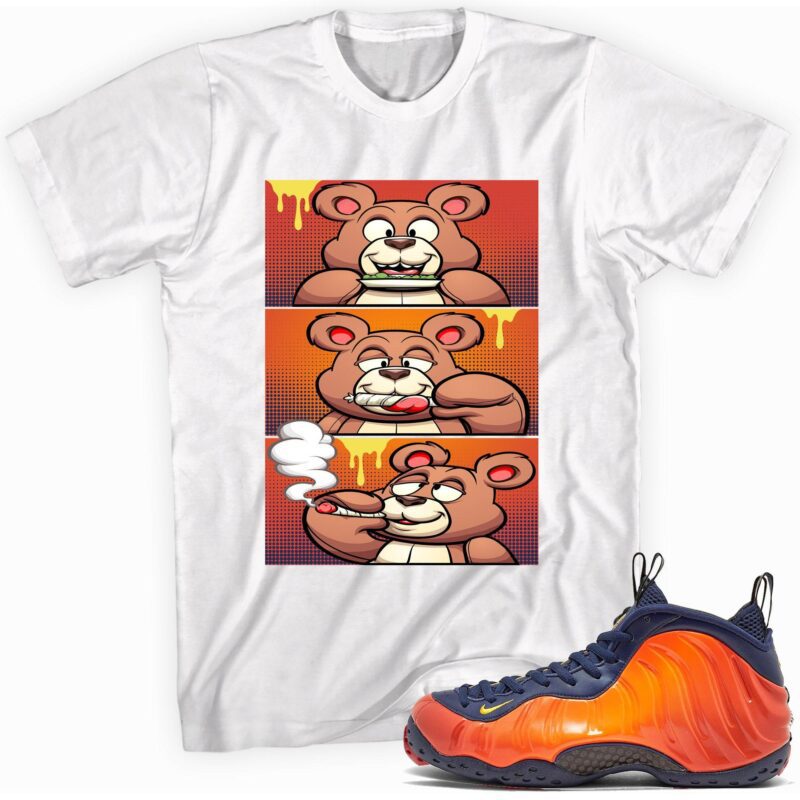 Air Foamposite One Blue Void Rugged Orange T Shirt Roll It Lick It Smoke It Bear Matching Outfits 1