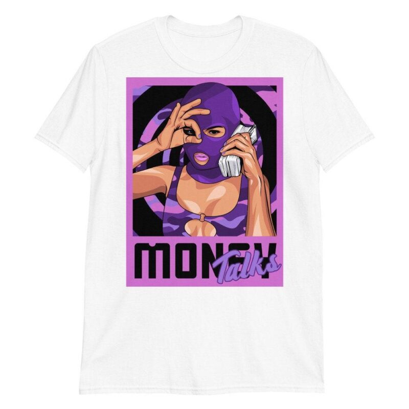 Air Foamposite One Purple Camo T Shirt Money Talks Matching Outfits 3