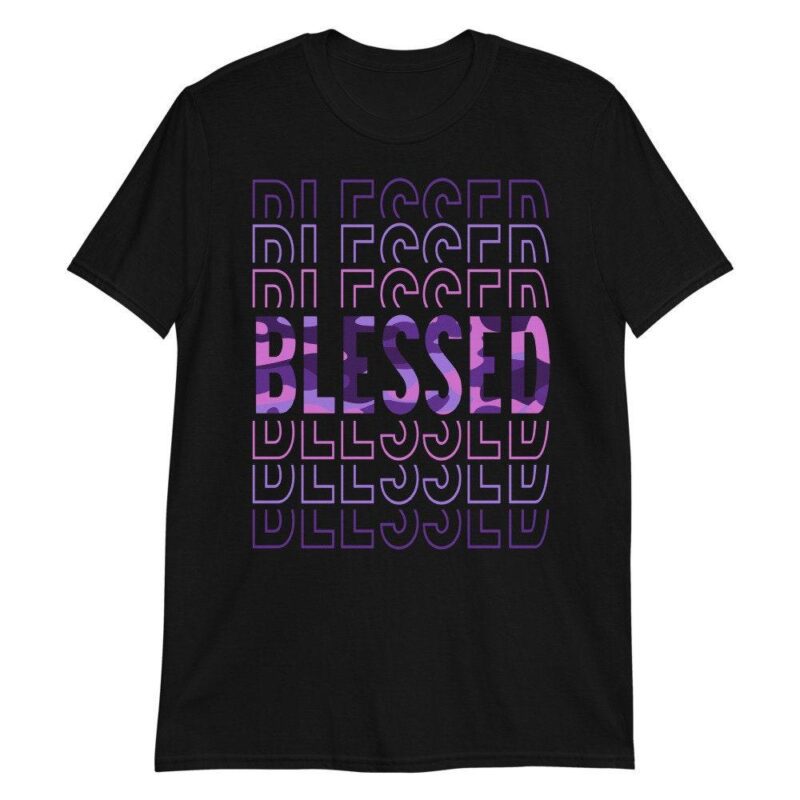 Air Foamposite One Purple Camo T Shirt So Blessed Matching Outfits 3