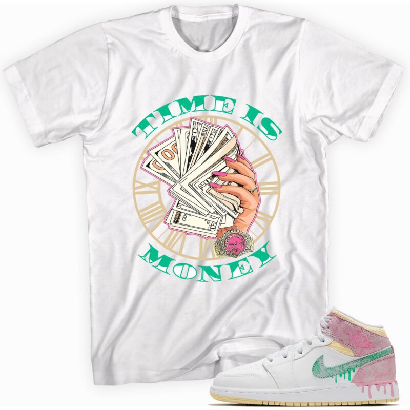 Air Jordan 1 Mid Paint Drip GS T Shirt Time is Money Matching Outfits 1