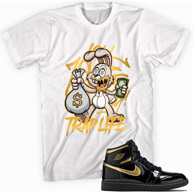 Air Jordan 1 Retro High OG Metallic Gold T-Shirt - Trap Rabbit Matching Outfits