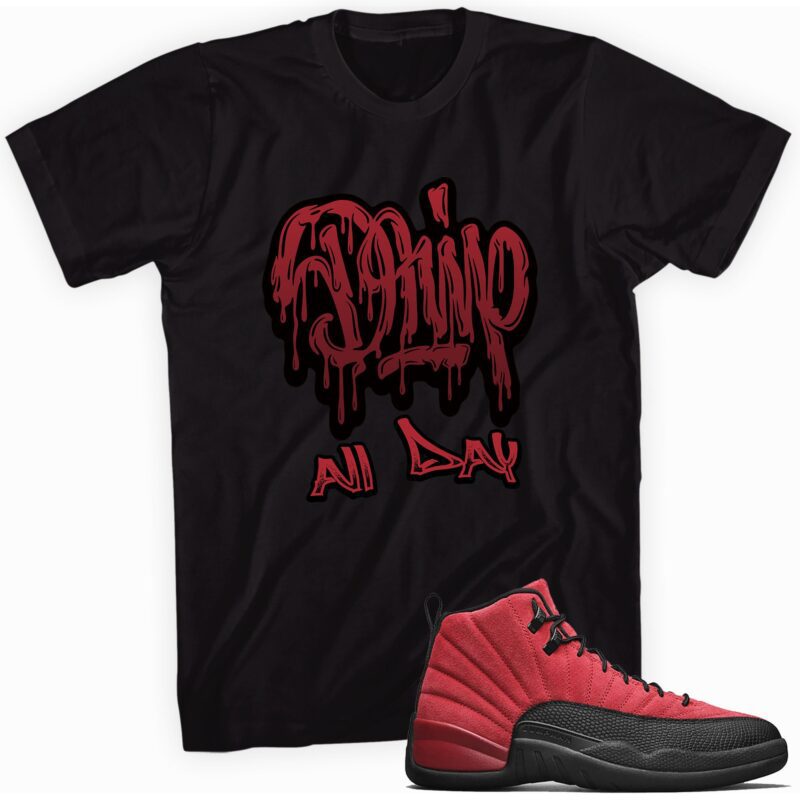 Air Jordan 12 Retro Reverse Flu Game T-Shirt - Drip All Day Matching Outfits