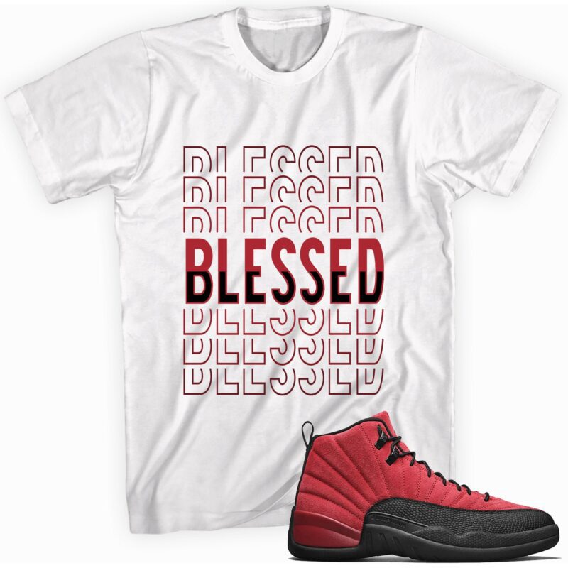 Air Jordan 12 Retro Reverse Flu Game T-Shirt - So Blessed Matching Outfits