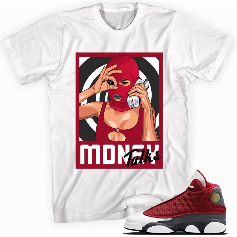 Air Jordan 13 Retro Gym Red Flint Grey T Shirt Money Talks Matching Outfits 1