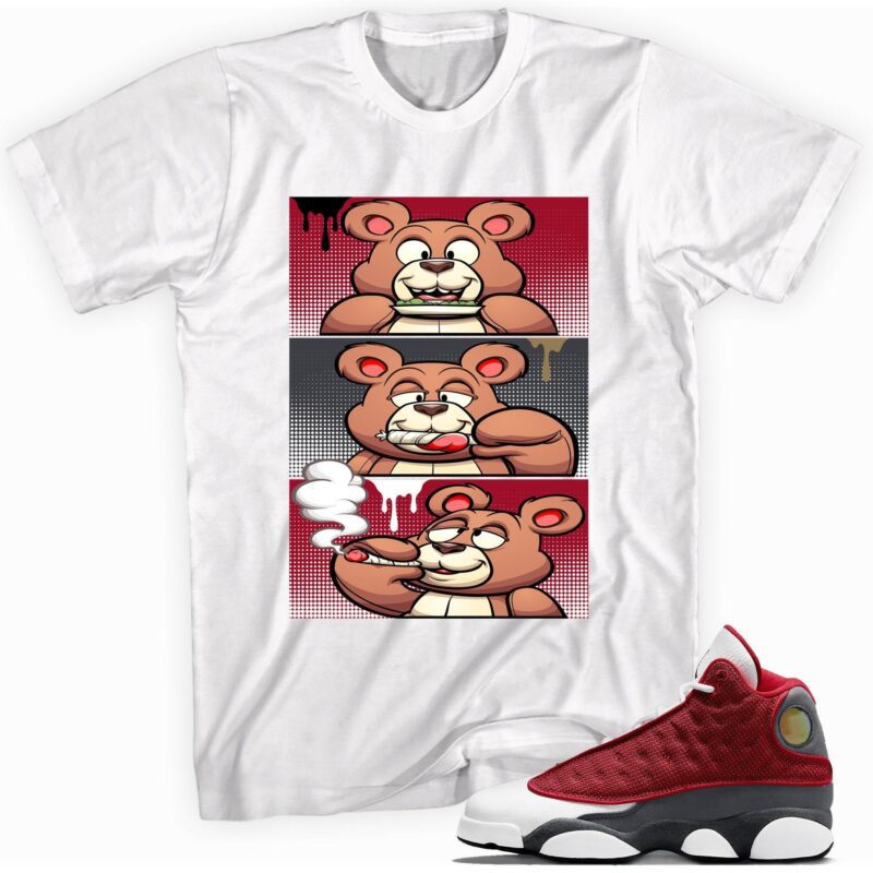 Air Jordan 13 Retro Gym Red Flint Grey T Shirt Roll It Lick It Smoke It Bear Matching Outfits 1