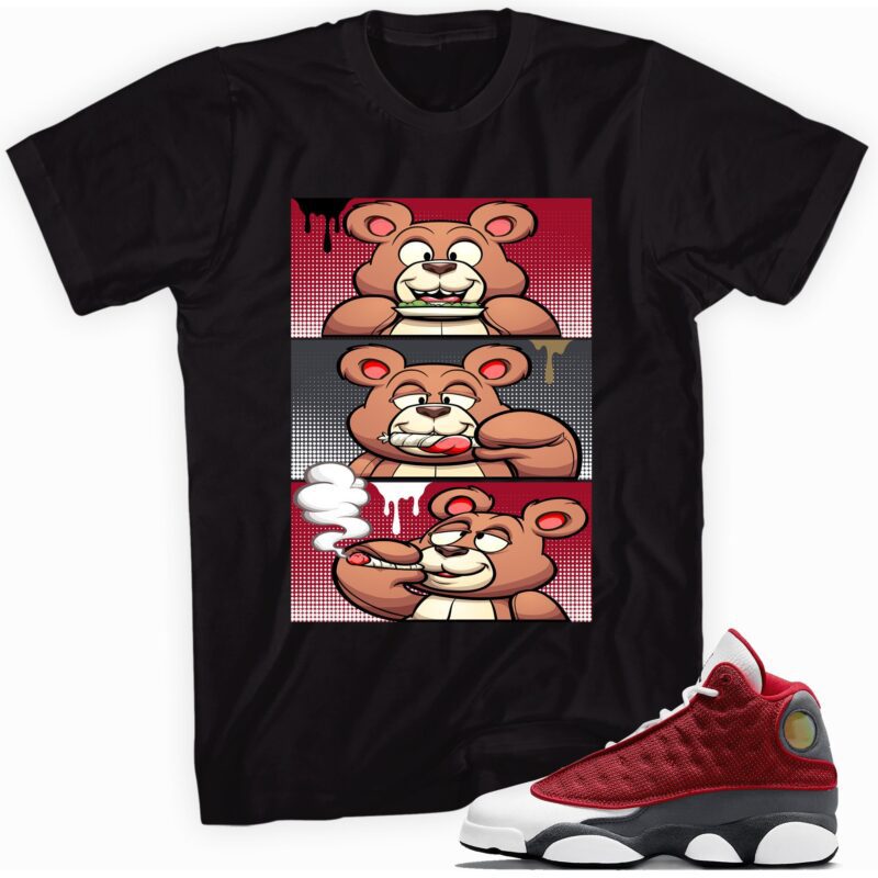 Air Jordan 13 Retro Gym Red Flint Grey T-Shirt - Roll It Lick It Smoke It Bear Matching Outfits