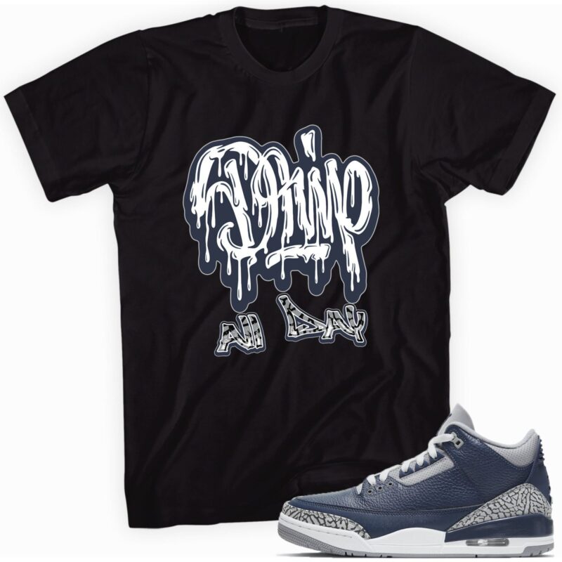 Air Jordan 3 Retro Midnight Navy T-Shirt - Drippin All Day Matching Outfits