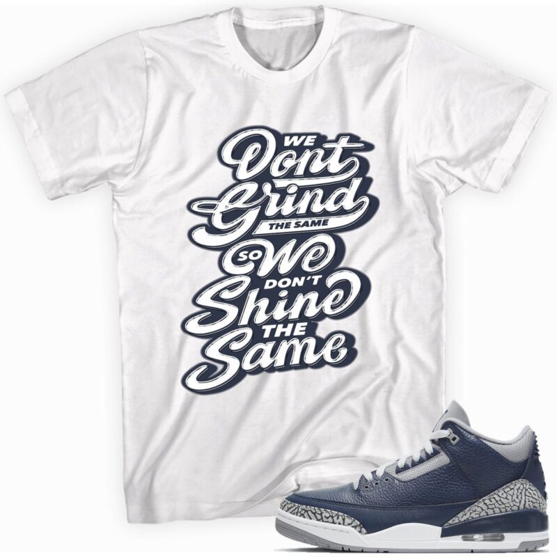Air Jordan 3 Retro Midnight Navy T-Shirt - Grind and Shine Matching Outfits