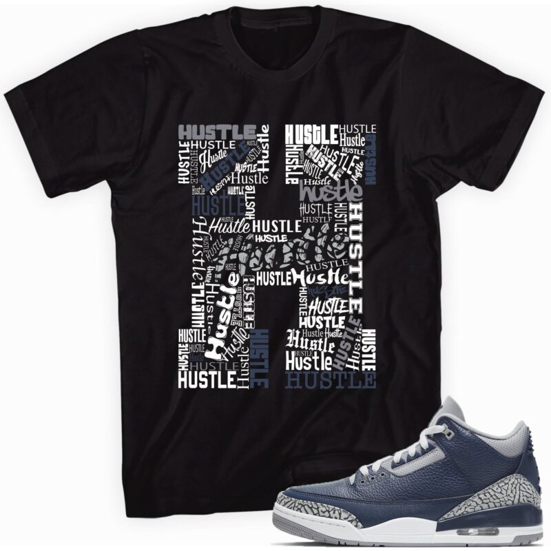 Air Jordan 3 Retro Midnight Navy T Shirt H for Hustle Matching Outfits 1