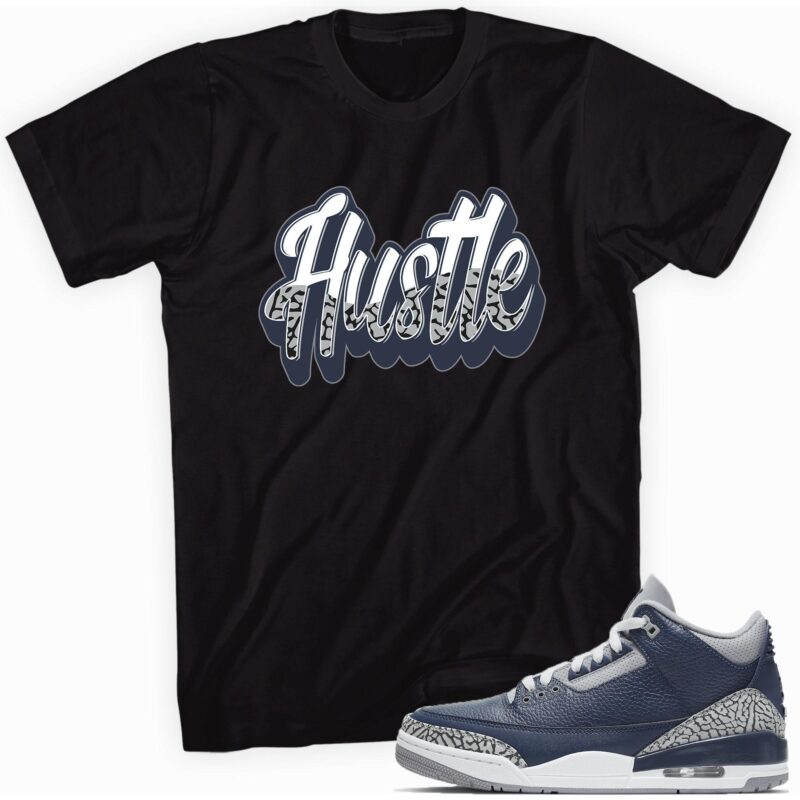 Air Jordan 3 Retro Midnight Navy T Shirt Hustle Matching Outfits 1