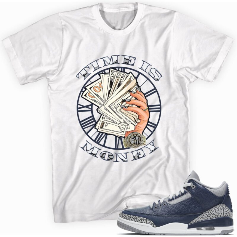 Air Jordan 3 Retro Midnight Navy T Shirt Time is Money Matching Outfits 1