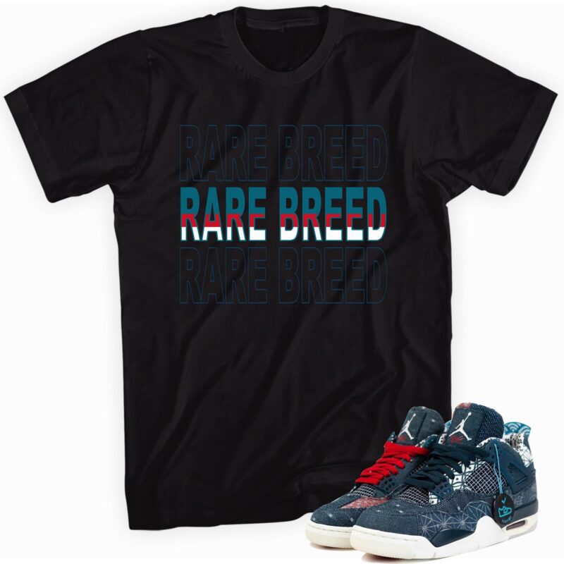 Air Jordan 4 Retro Sashiko Deep Ocean T-Shirt - Rare Breed Matching Outfits