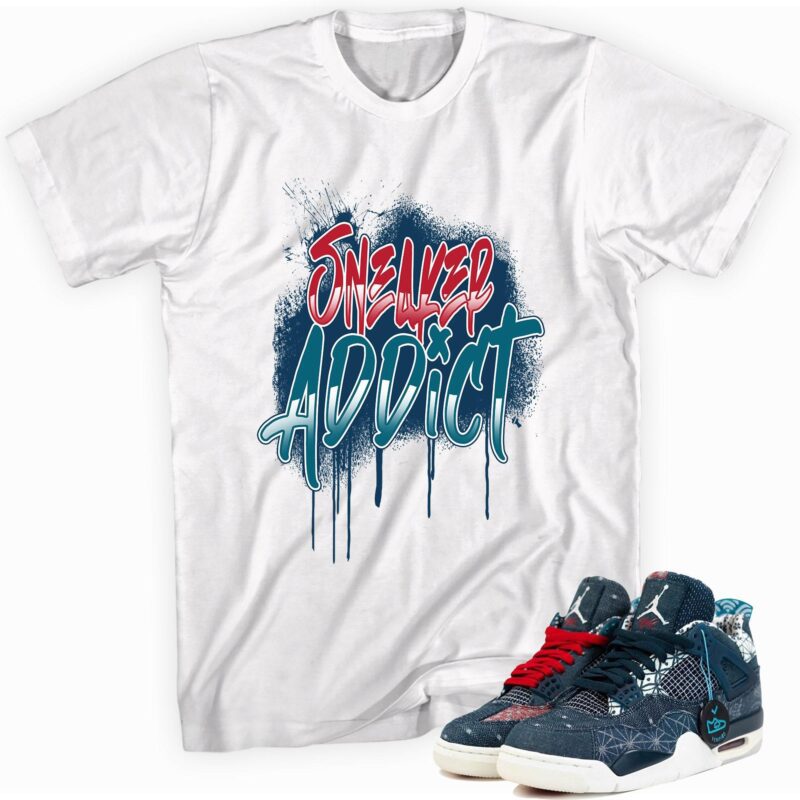 Air Jordan 4 Retro Sashiko Deep Ocean T Shirt Sneaker Addict Matching Outfits 1