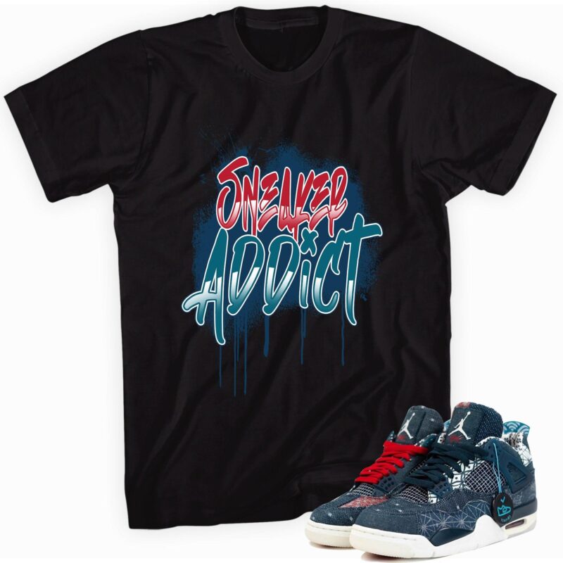 Air Jordan 4 Retro Sashiko Deep Ocean T-Shirt - Sneaker Addict Matching Outfits