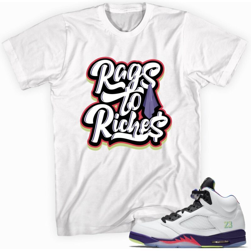 Air Jordan 5 Retro Alternate Bel-Air Black T-Shirt - Rags to Riches Matching Outfits