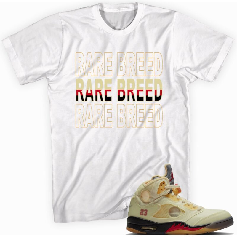 Air Jordan 5 Retro Off White Sail T Shirt Rare Breed Matching Outfits 1