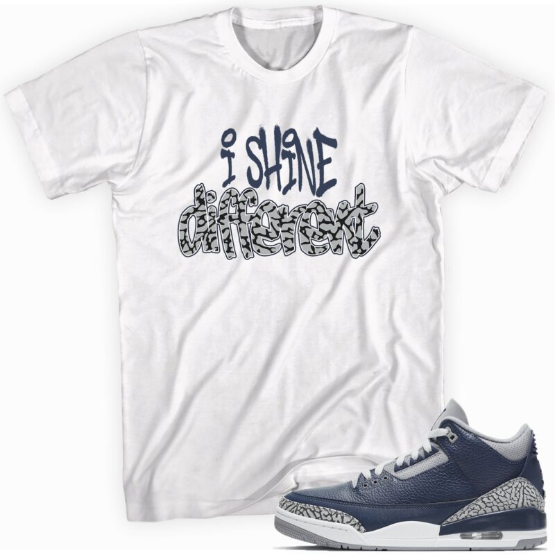 Custom Made to Match Air Jordan 3 Retro Midnight Navy T Shirt Shine Different Matching Outfits 1