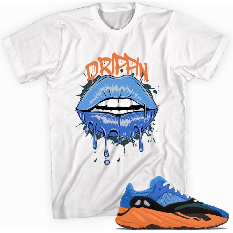 Custom Shirt made to match Yeezy Boost 700 Bright Blue T Shirt Drippin Lips Matching Outfits 1
