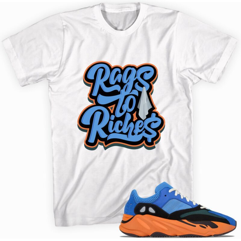 Custom Shirt made to match Yeezy Boost 700 Bright Blue T Shirt Rags to Riches Matching Outfits 1