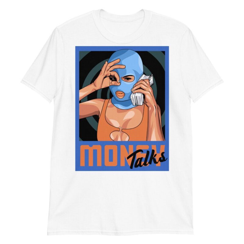Custom shirt made to match Yeezy Boost 700 Bright Blue T Shirt Money Talks Matching Outfits 3