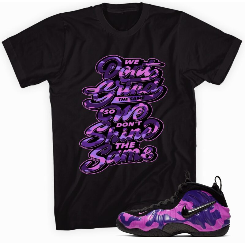 Grind Shine Shirt Made to Match Air Foamposite One Purple Camo 1