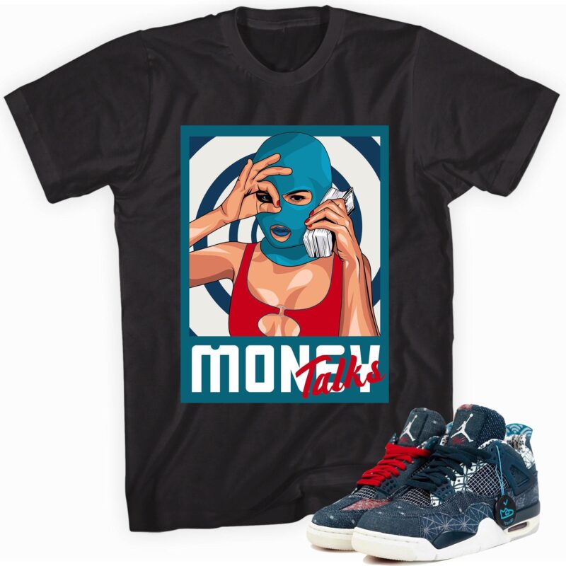 Money Talks Sneaker Shirt Made to Match Air Jordan 4 Retro Sashiko Deep Ocean 1