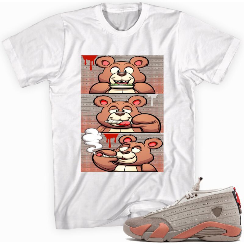Roll It Lick It Smoke It Bear Sneaker T Shirt Made for Jordan 14 Retro Low Clot X Terracotta Matching Outfits 1