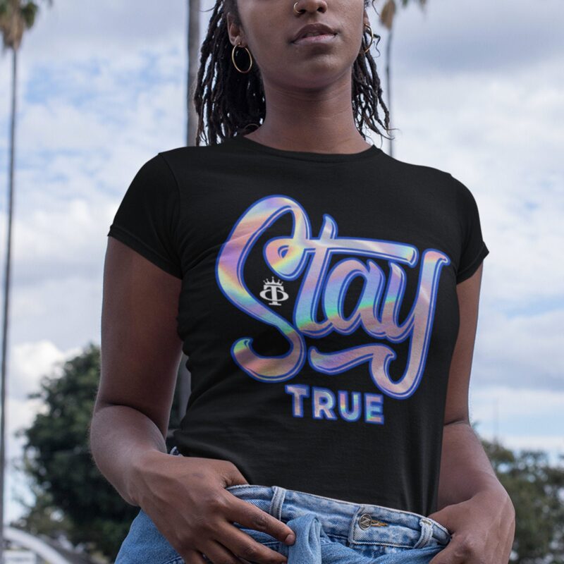 Stay True Unisex Black T Shirt Matches Air Jordan 9 Racer Blue 1