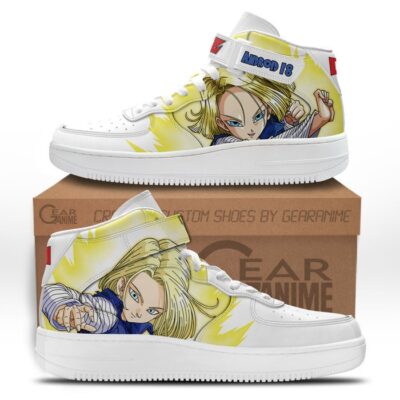 Android 18 Sneakers Air Mid Custom Dragon Ball Anime Shoes for Otaku