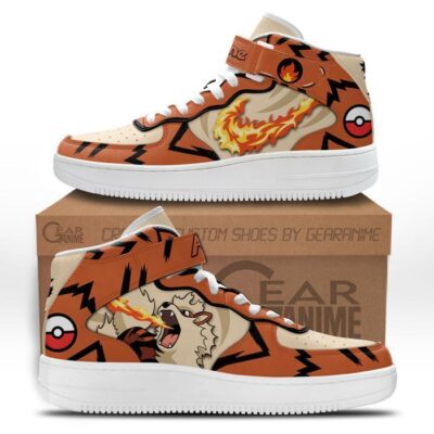 Arcanine Sneakers Air Mid Custom Pokemon Anime Shoes for Otaku