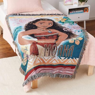 Disneys Moana Island Girl Woven Tapestry Throw Blanket 3